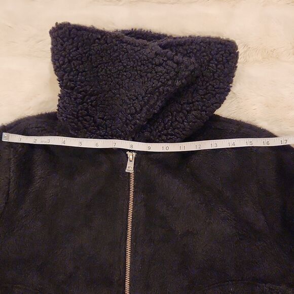J.Crew Sherpa Trimmed Cropped Bomber Faux Shearling Jacket Black size S - Picture 9 of 13